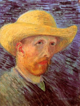 Vincent Van Gogh Painting - Autorretrato con sombrero de paja 3 Vincent van Gogh